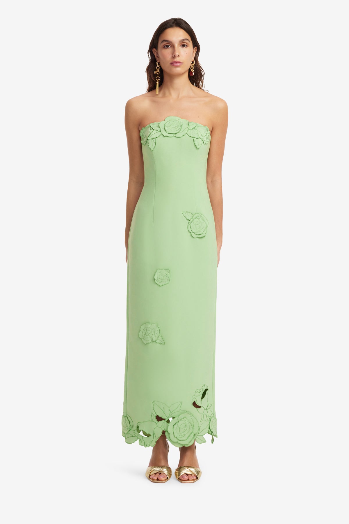 Rayna Appliqué Bustier Maxi Dress - Juniper Green – LEO LIN