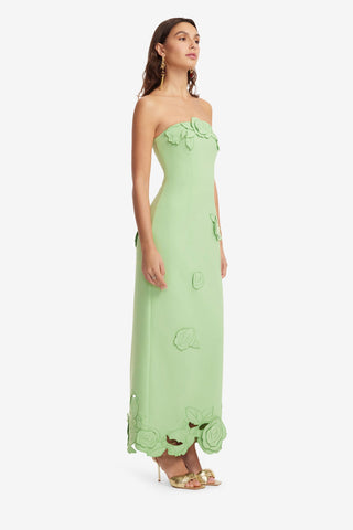 Exclusive LEO LIN Rayna Appliqué Bustier Maxi Dress - Juniper Green