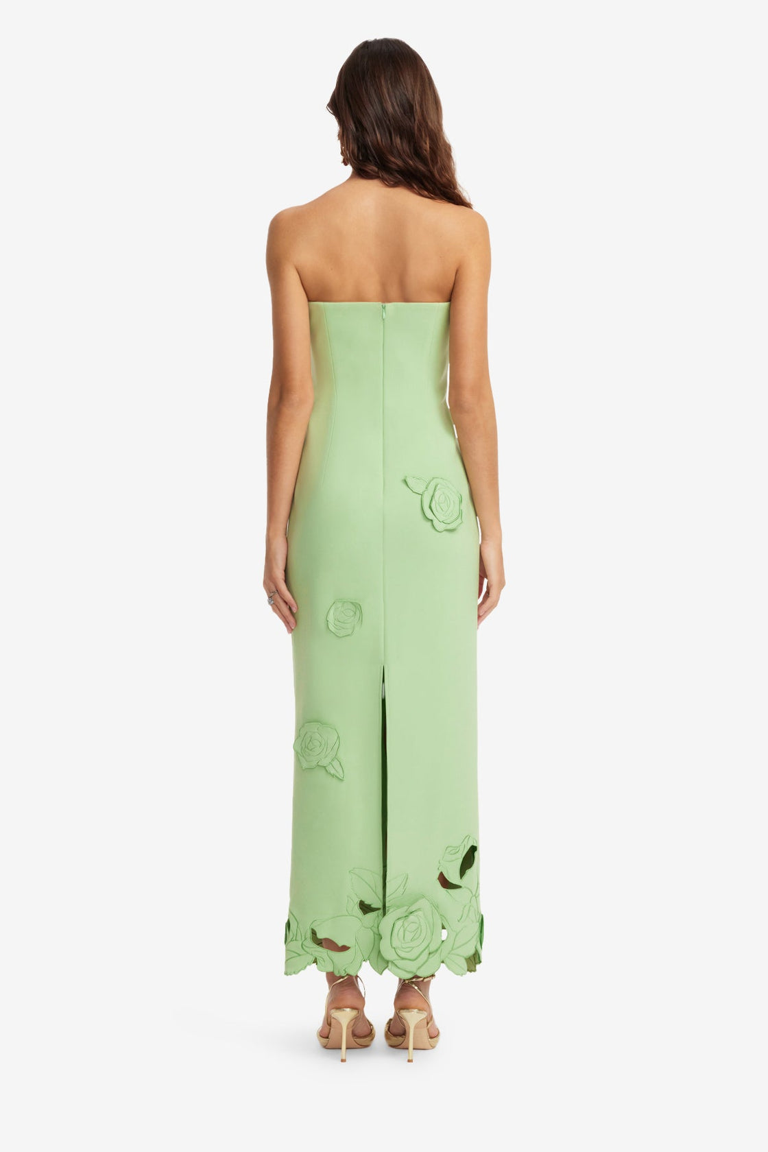 Exclusive LEO LIN Rayna Appliqué Bustier Maxi Dress - Juniper Green