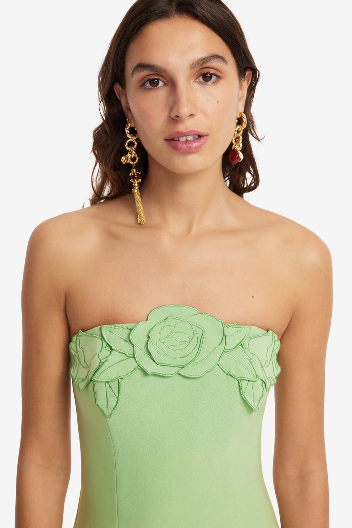Exclusive LEO LIN Rayna Appliqué Bustier Maxi Dress - Juniper Green