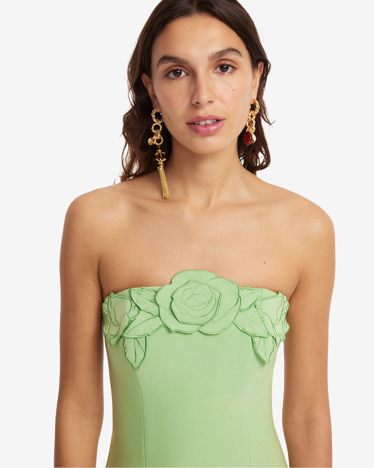 Rayna Appliqu Bustier Maxi Dress - Juniper Green LEO LIN Rayna Appliqu Bustier Maxi Dress - Juniper Green LEO LIN