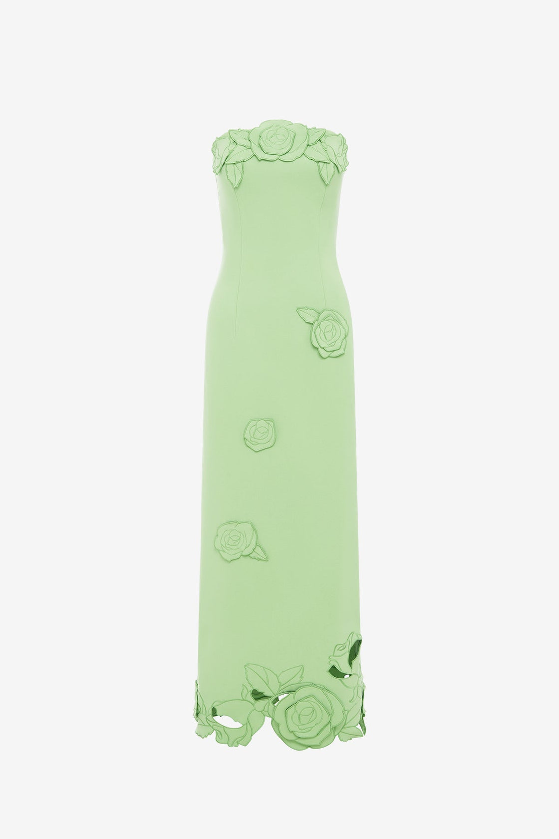 Exclusive LEO LIN Rayna Appliqué Bustier Maxi Dress - Juniper Green