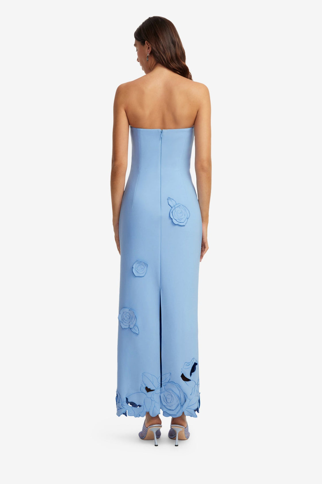 blue bustier embroidered floral a-line dress Hellymoon Women Chic Blue Floral Prom Dress Sweetheart A-Line Long Corset Formal Dress