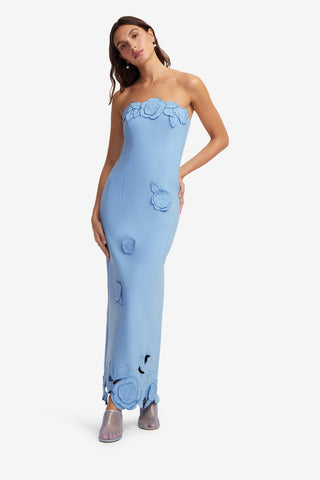 Exclusive LEO LIN Rayna Appliqué Bustier Maxi Dress - Pastel Blue