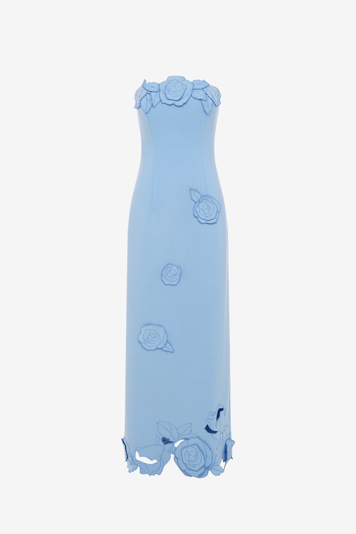leo lin blue dress - Rayna Appliqué Bustier Maxi reception dress for bride rehearsal Short sleeve Avon Little Black Dress Style:JSO2179
