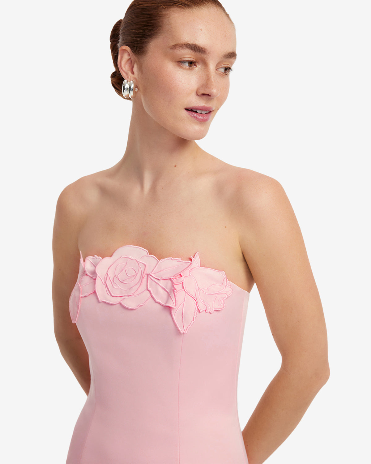 leo lin rayna dress Applique Bustier Maxi sewn floral appliqu embroidery adorns the bodice LEO LIN - Rayna Appliqu