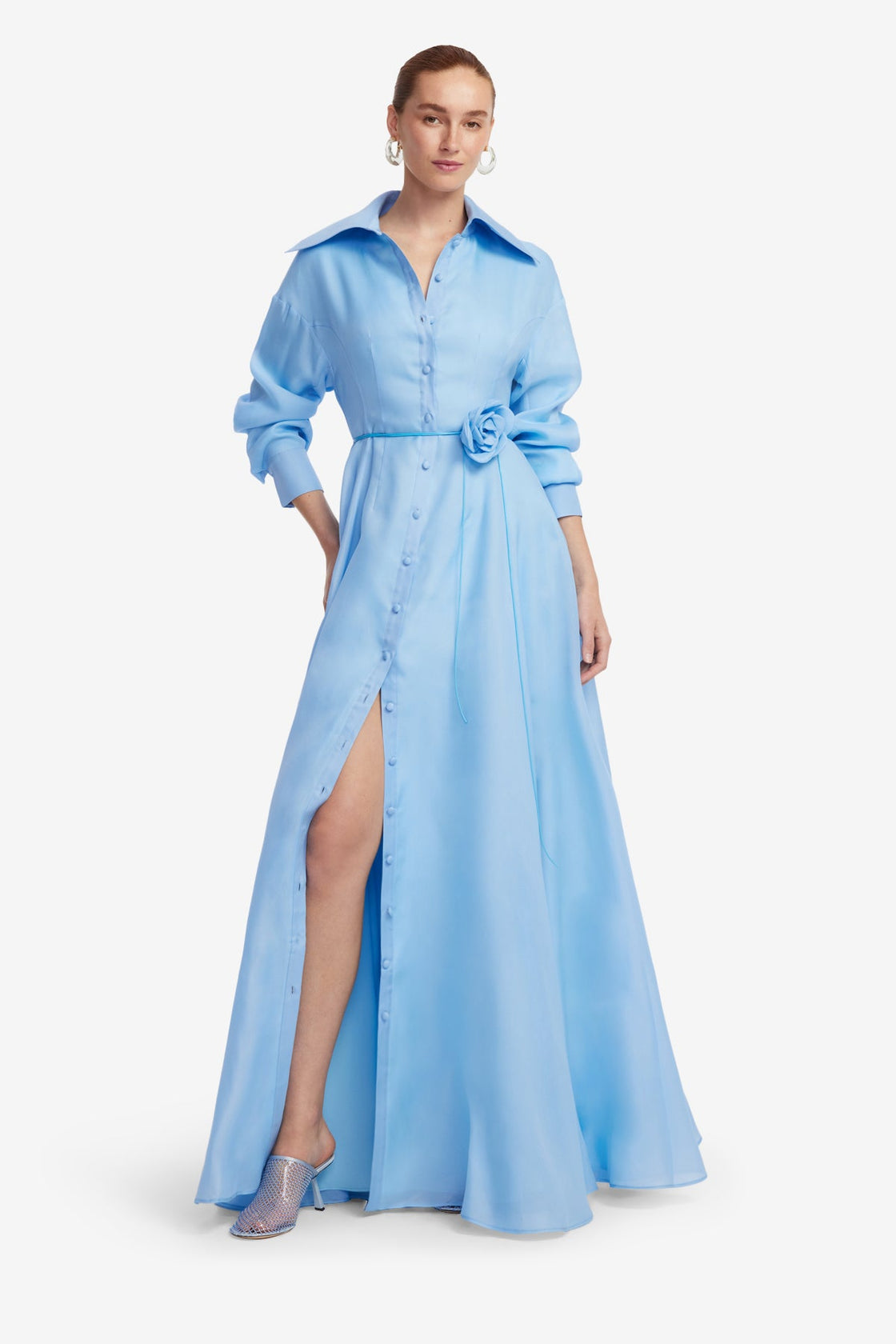 pastel blue dress for women LEO LIN - Caroline Lace Short Sleeves Midi Dress