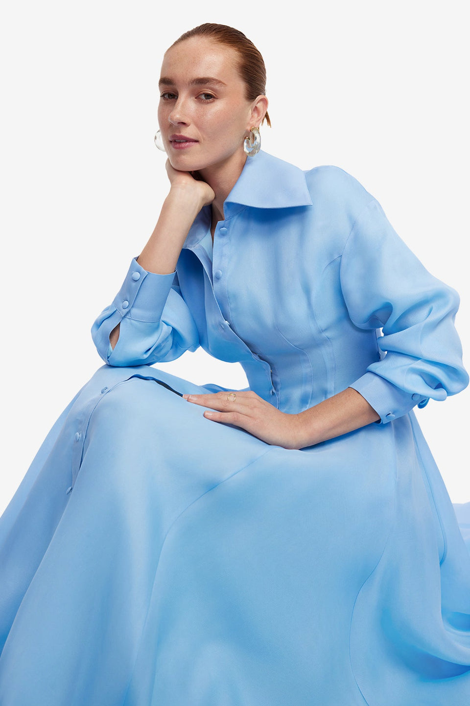 Exclusive LEO LIN Josephine Silk Gown - Pastel Blue