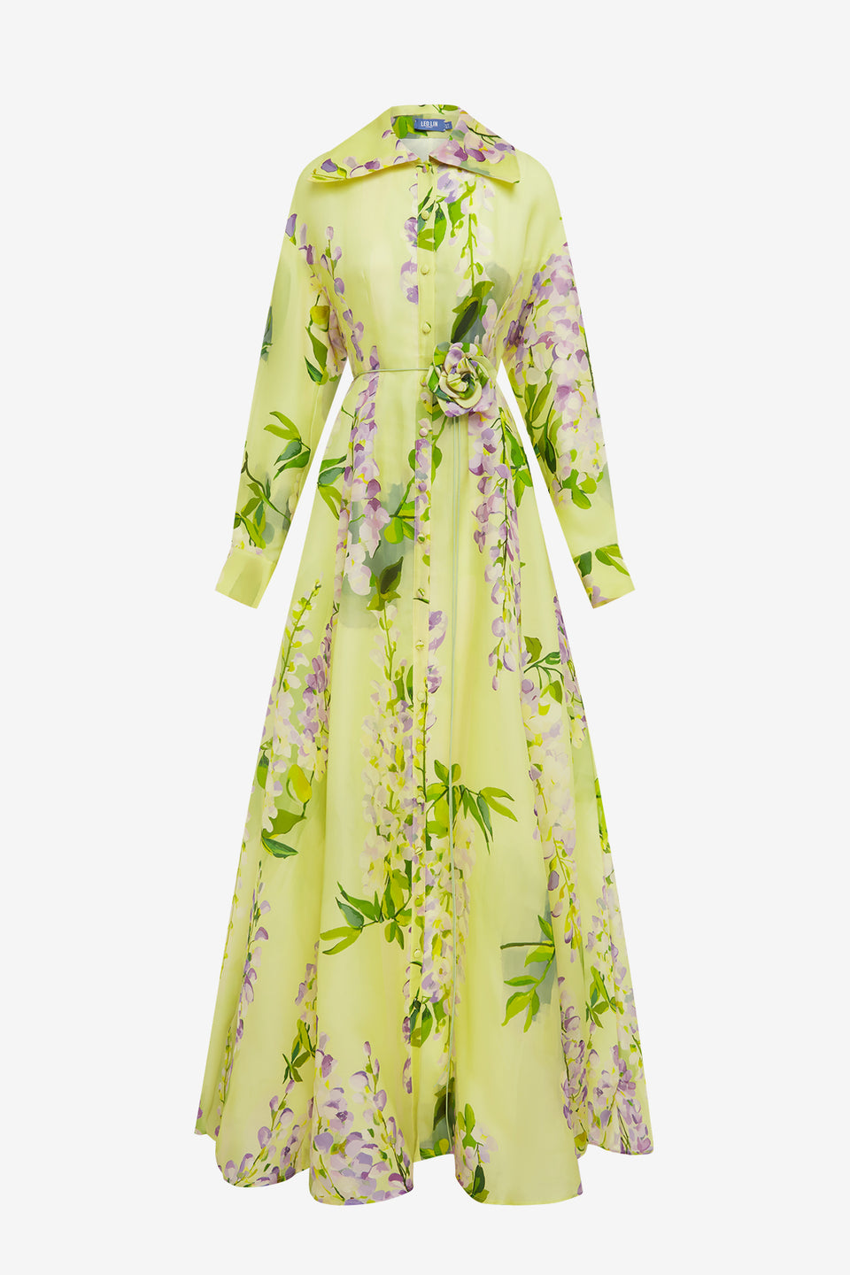 Josephine Silk Gown - Wisteria Print Dress Maxi