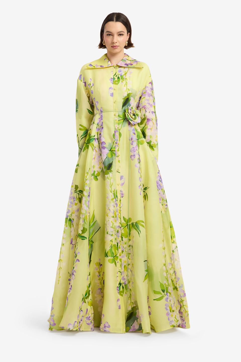 Josephine Silk Gown - Wisteria Print Dress Maxi