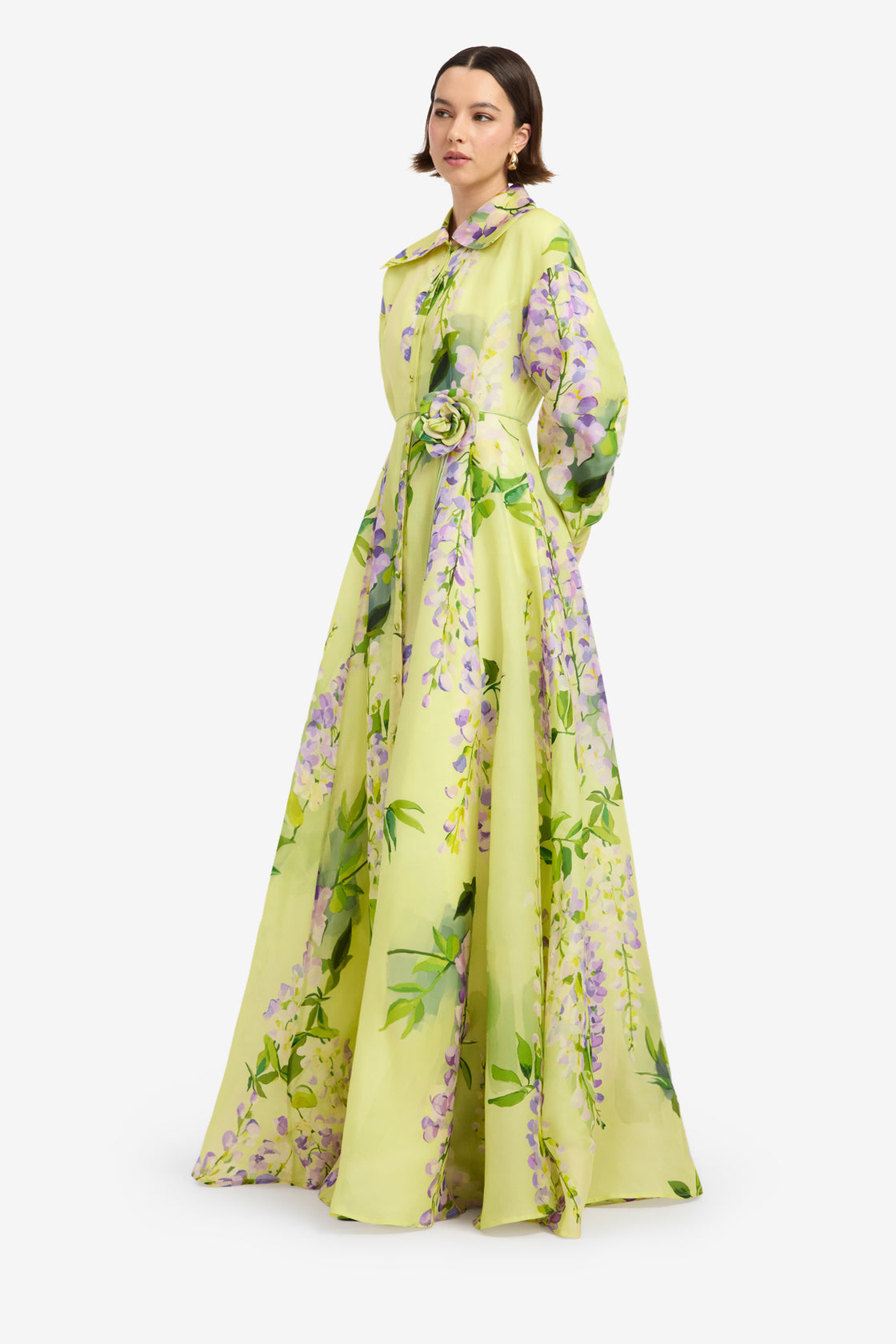 Josephine Silk Gown - Wisteria Print Dress Maxi