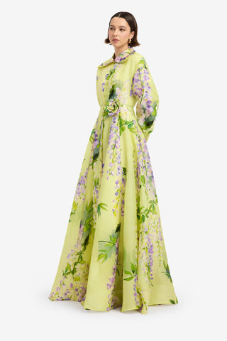 Josephine Silk Gown - Wisteria Print Dress Maxi