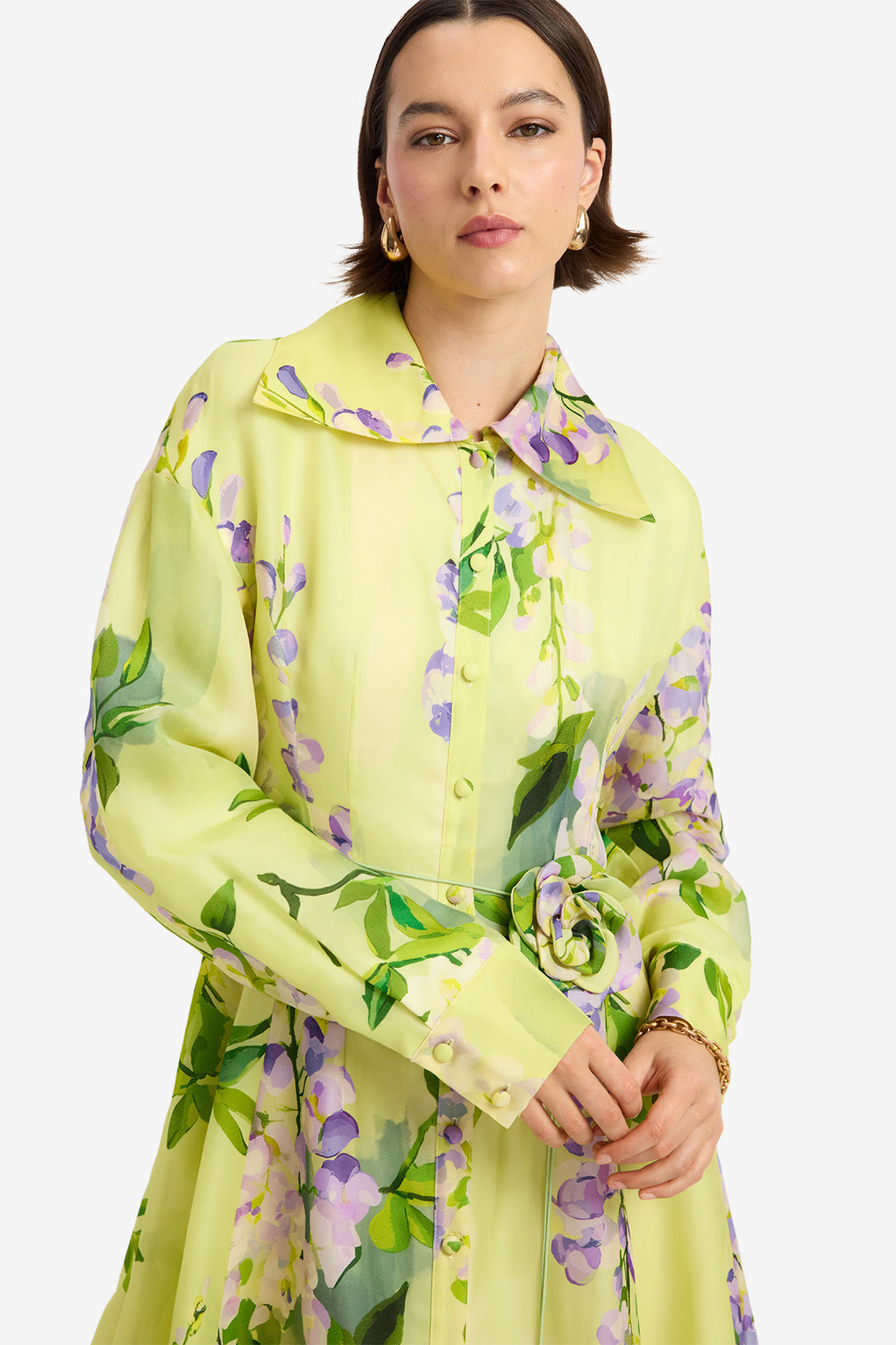 Josephine Silk Gown - Wisteria Print Dress Maxi