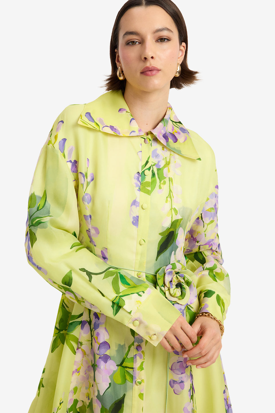 Josephine Silk Gown - Wisteria Print Dress Maxi