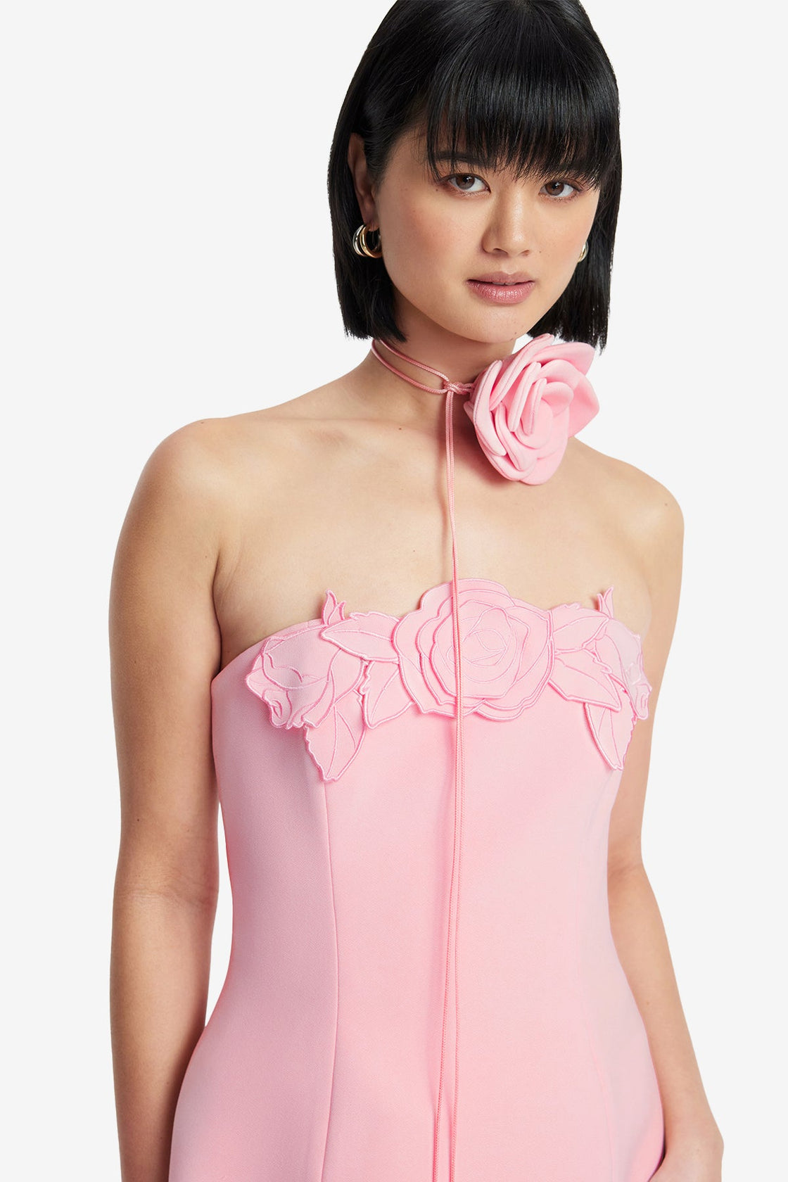 Roselle Appliqu Bustier Mini Dress - Blush Pink LEO LIN Roselle Appliqu Bustier Mini Dress - Blush Pink LEO LIN