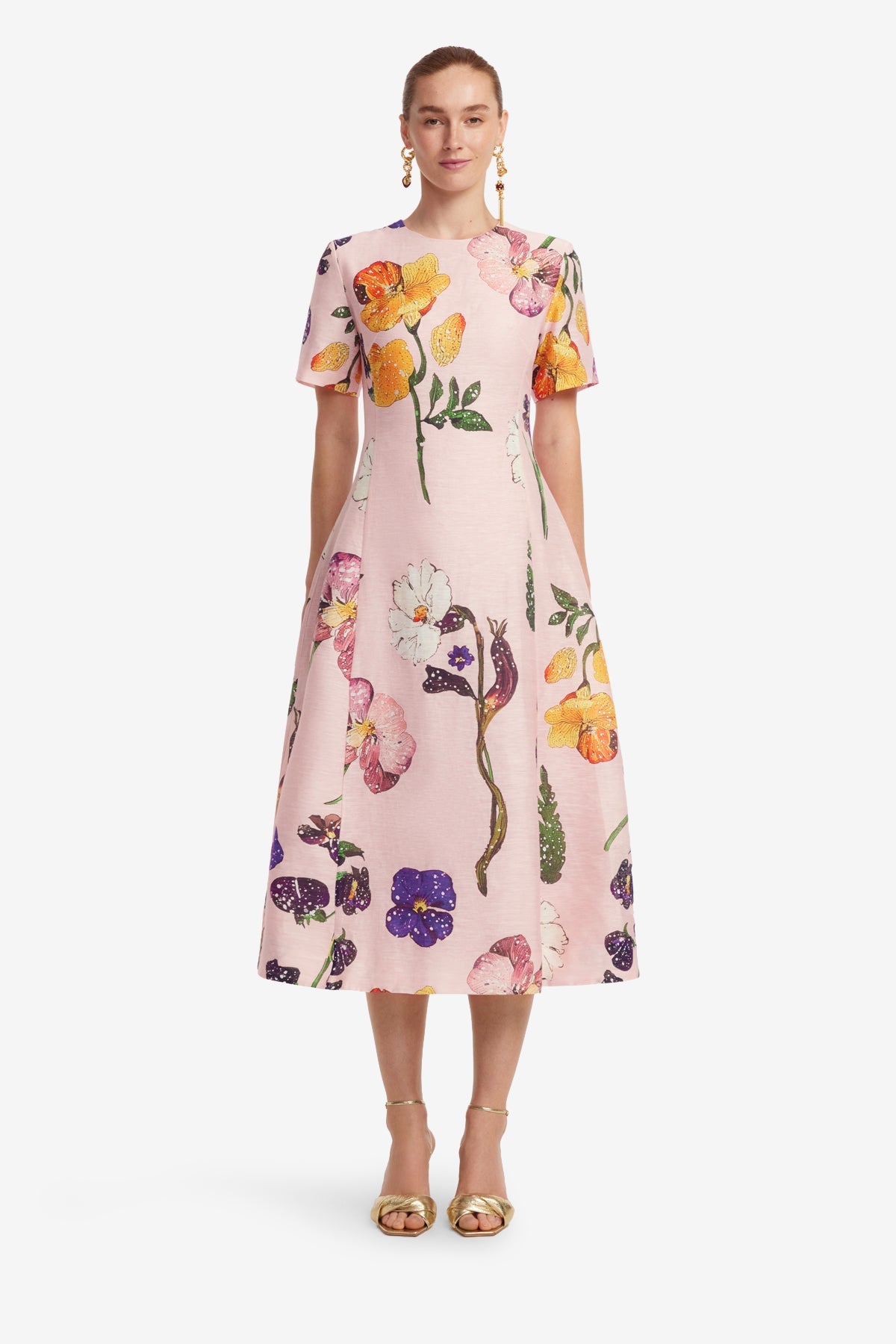 レ キャトル オンブル Caroline Short Sleeve Midi Dress - Wildbloom – LEO LIN