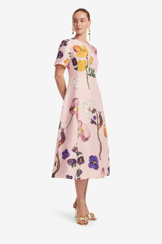 Exclusive LEO LIN Caroline Short Sleeve Midi Dress - Wildbloom