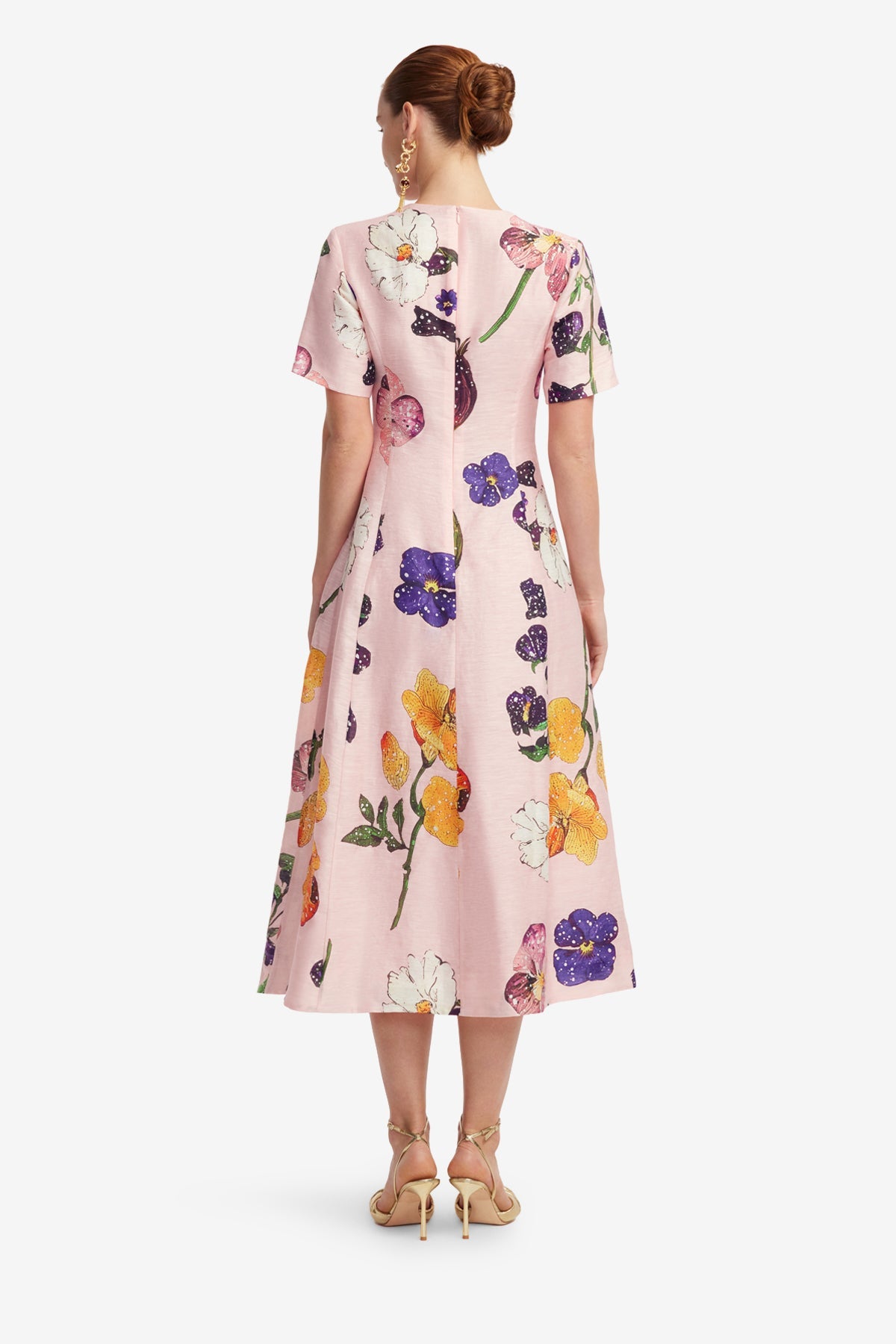 Dalmo ATELIER BRIO PECHINO Mサイズ コットンシルク Caroline Short Sleeve Midi Dress - Wildbloom – LEO LIN