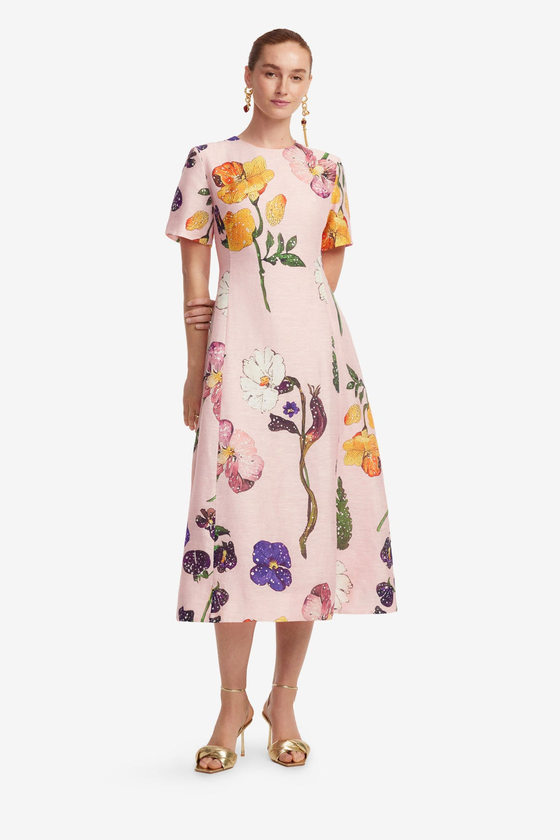 Exclusive LEO LIN Caroline Short Sleeve Midi Dress - Wildbloom