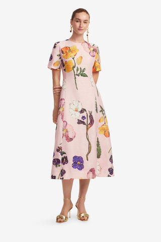Exclusive LEO LIN Caroline Short Sleeve Midi Dress - Wildbloom