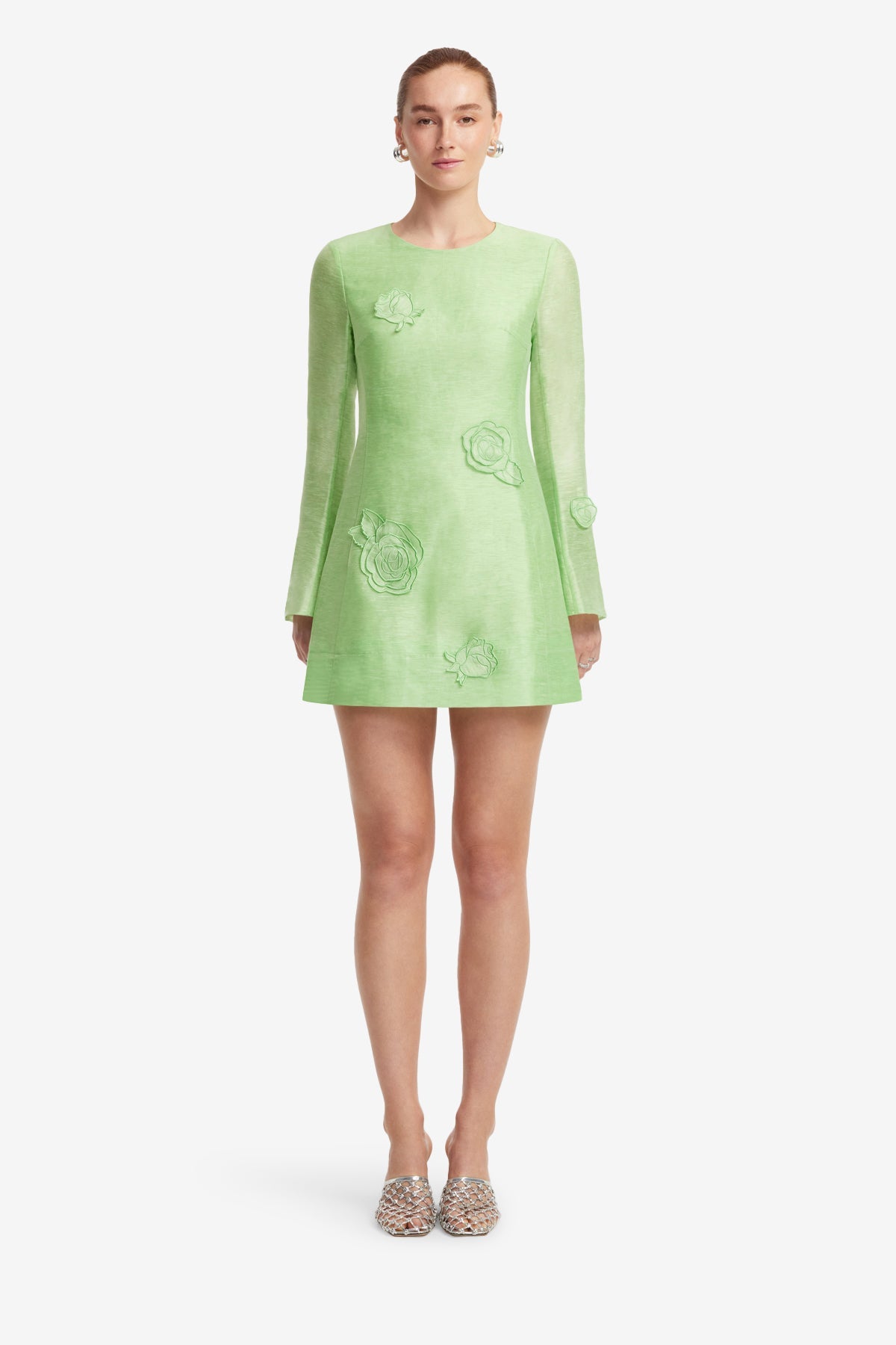 Suzanne Appliqué Long Sleeve Mini Dress - Juniper Green – LEO LIN