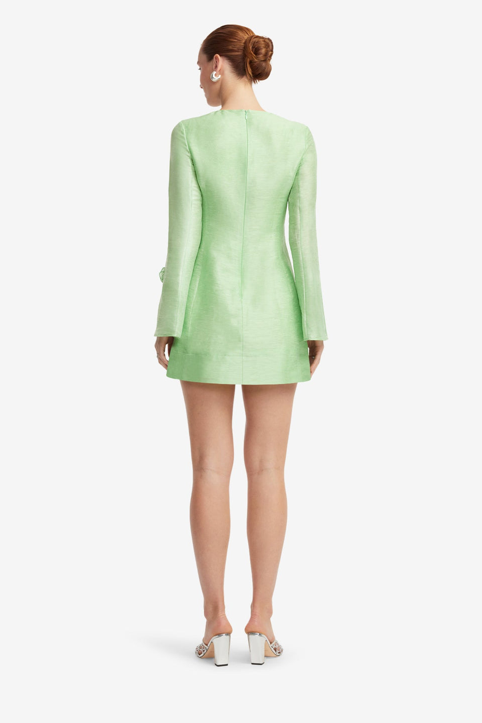 Exclusive LEO LIN Suzanne Appliqué Long Sleeve Mini Dress - Juniper Green