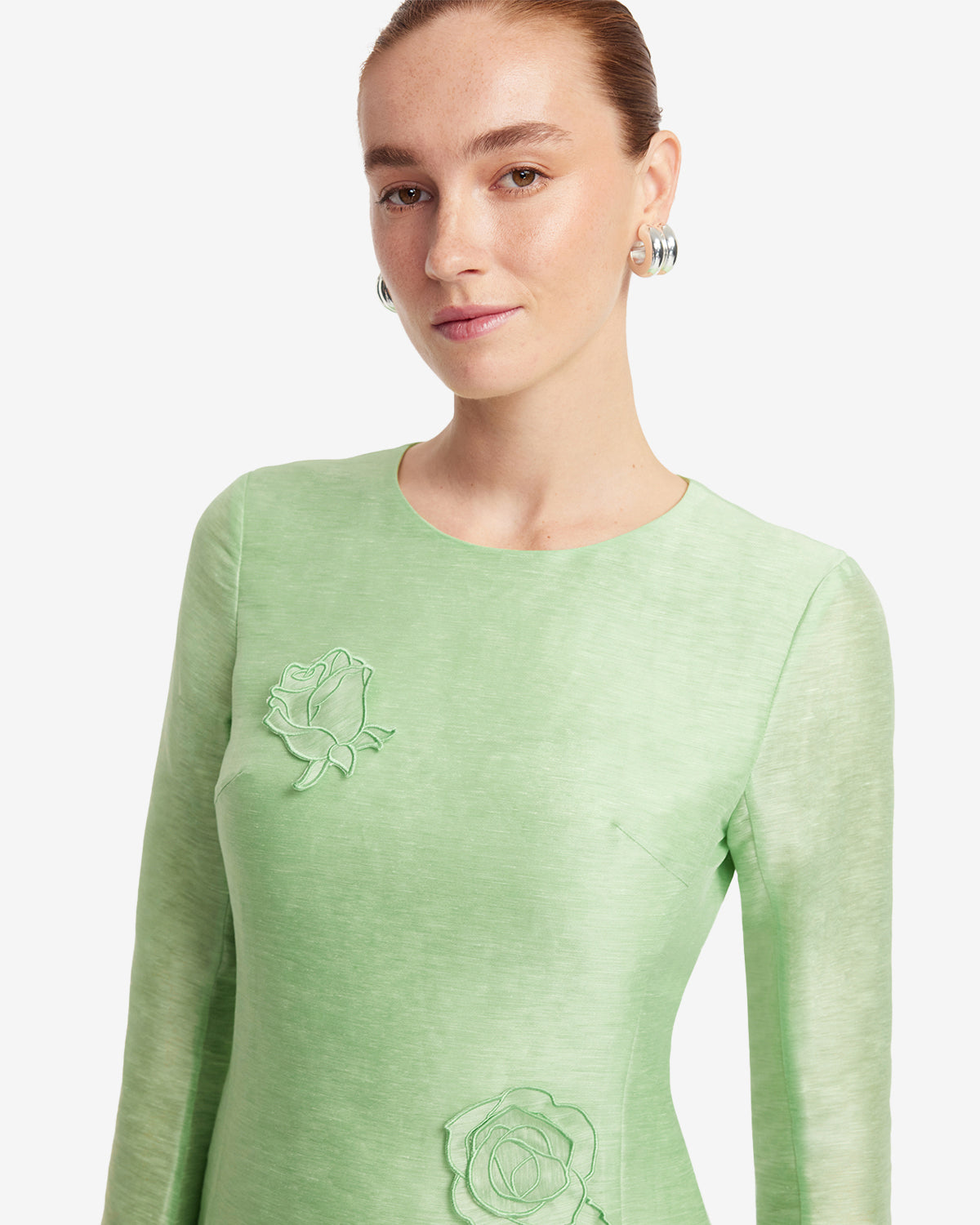 Suzanne Appliqu Long Sleeve Mini Dress - Juniper Green LEO LIN Suzanne Appliqu Long Sleeve Mini Dress - Juniper Green LEO LIN