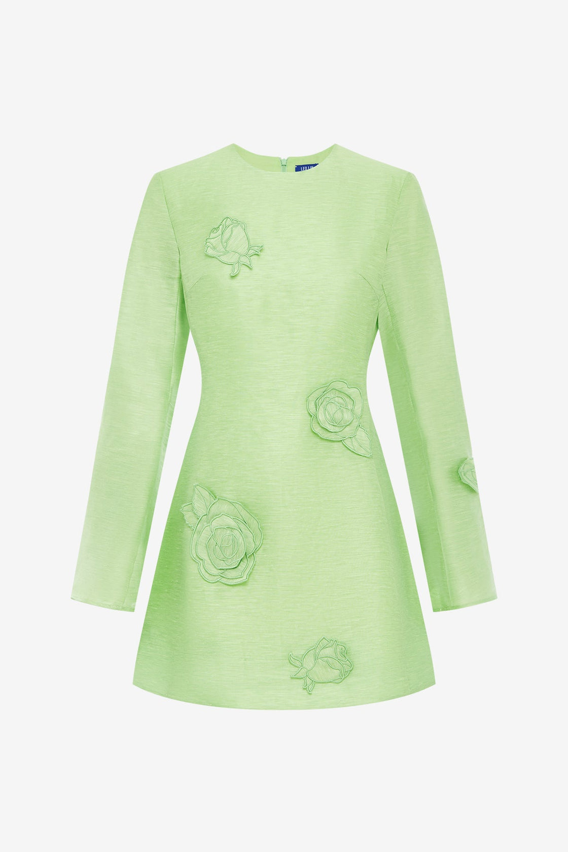 Exclusive LEO LIN Suzanne Appliqué Long Sleeve Mini Dress - Juniper Green