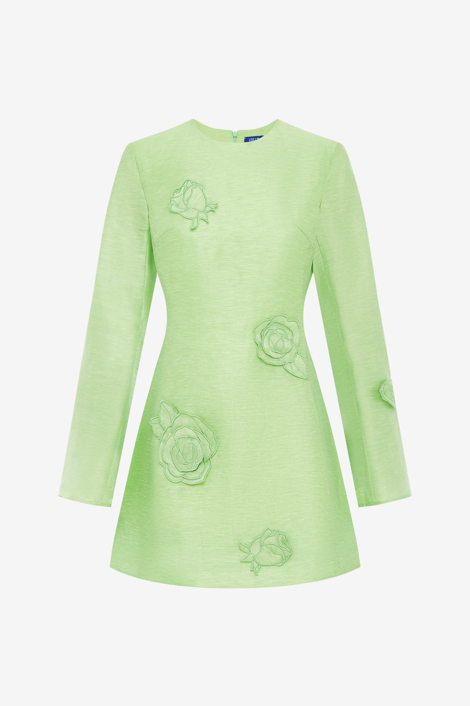 Exclusive LEO LIN Suzanne Appliqué Long Sleeve Mini Dress - Juniper Green