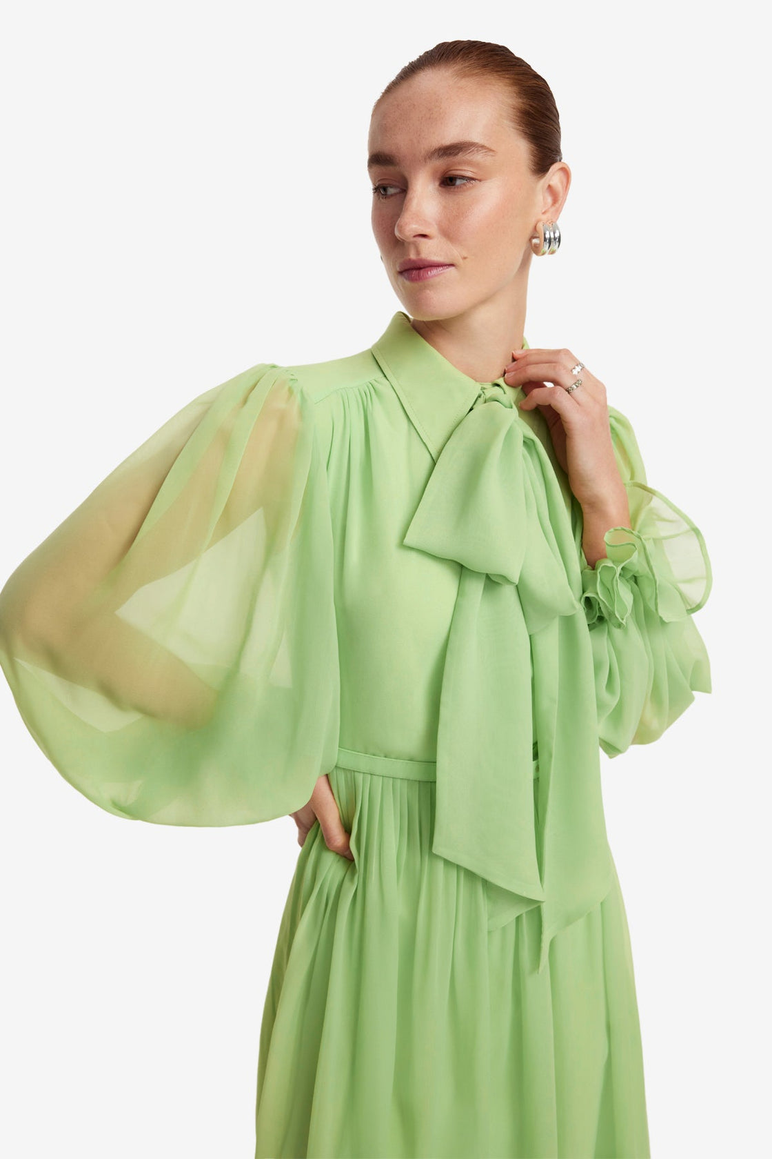 Cassie Tie Neck Midi Dress - Juniper Green LEO LIN Cassie Tie Neck Midi Dress - Juniper Green LEO LIN