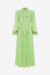 Cassie Tie Neck Midi Dress - Juniper Green Dress Midi
