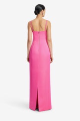 Arianna Appliqué Floral Maxi Dress - Peony Print in Fuchsia Dress Maxi
