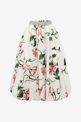 Victoria Embellished Puff Maxi Skirt - Vine Print in Snow Skirts