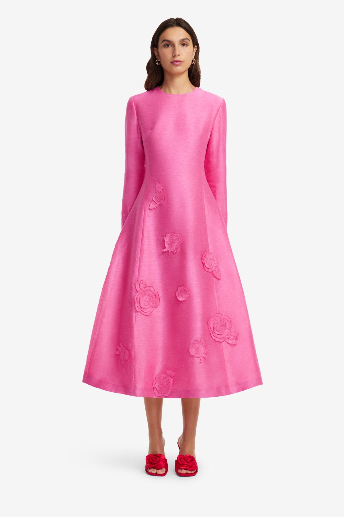 Amira Long Sleeve Petal Midi Dress - Fuchsia – LEO LIN