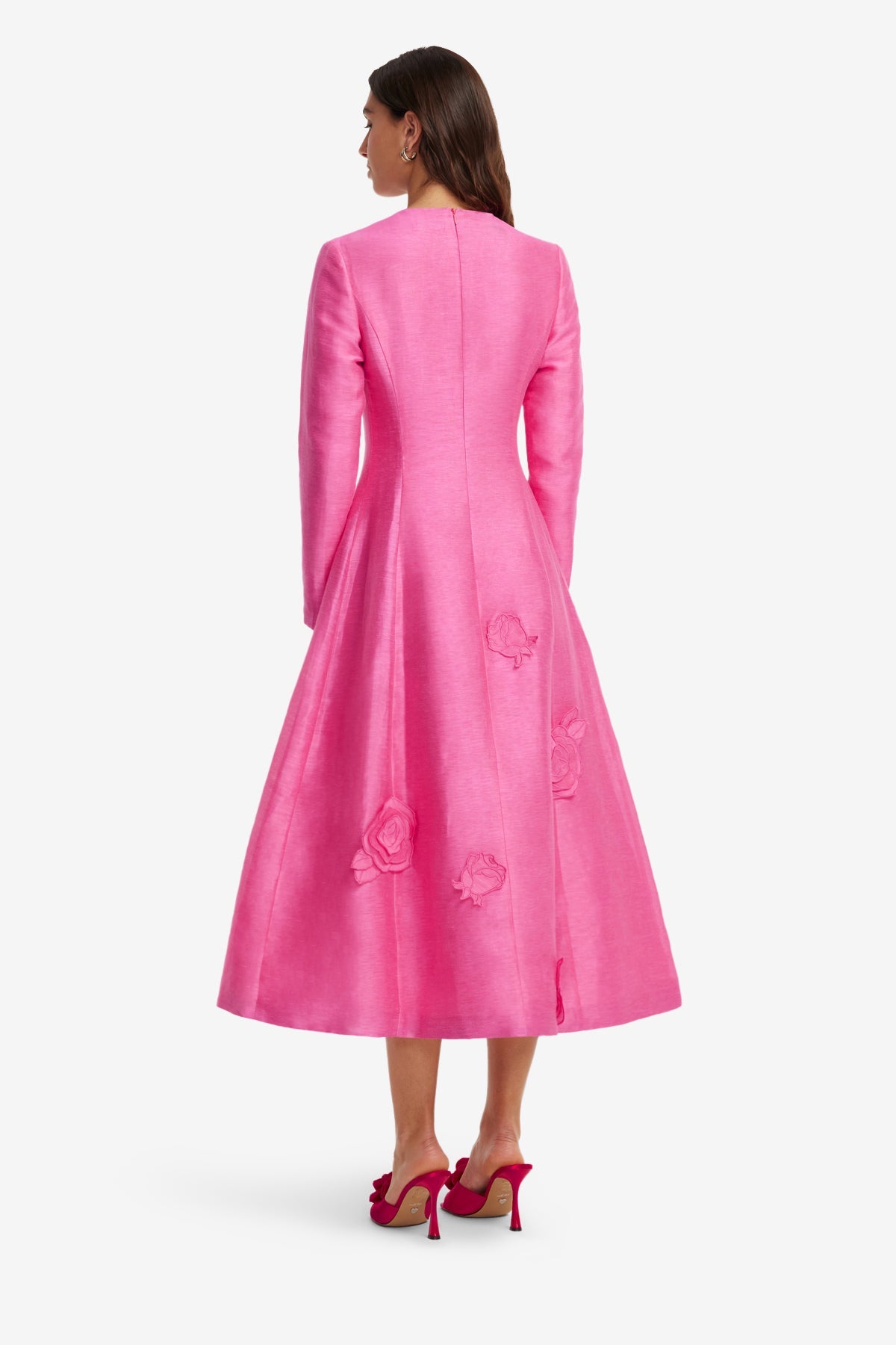 Amira Long Sleeve Petal Midi Dress - Fuchsia – LEO LIN