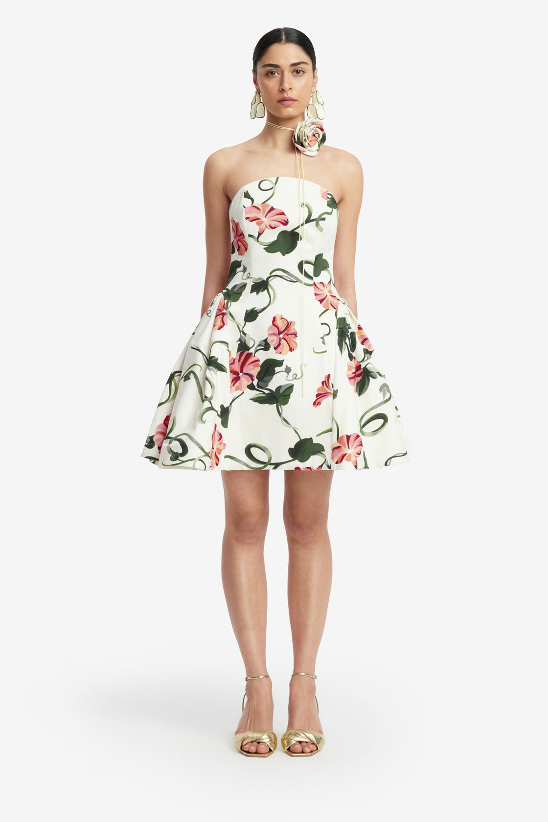 Reese Bustier Mini Dress - Vine Print in Snow Dress Mini