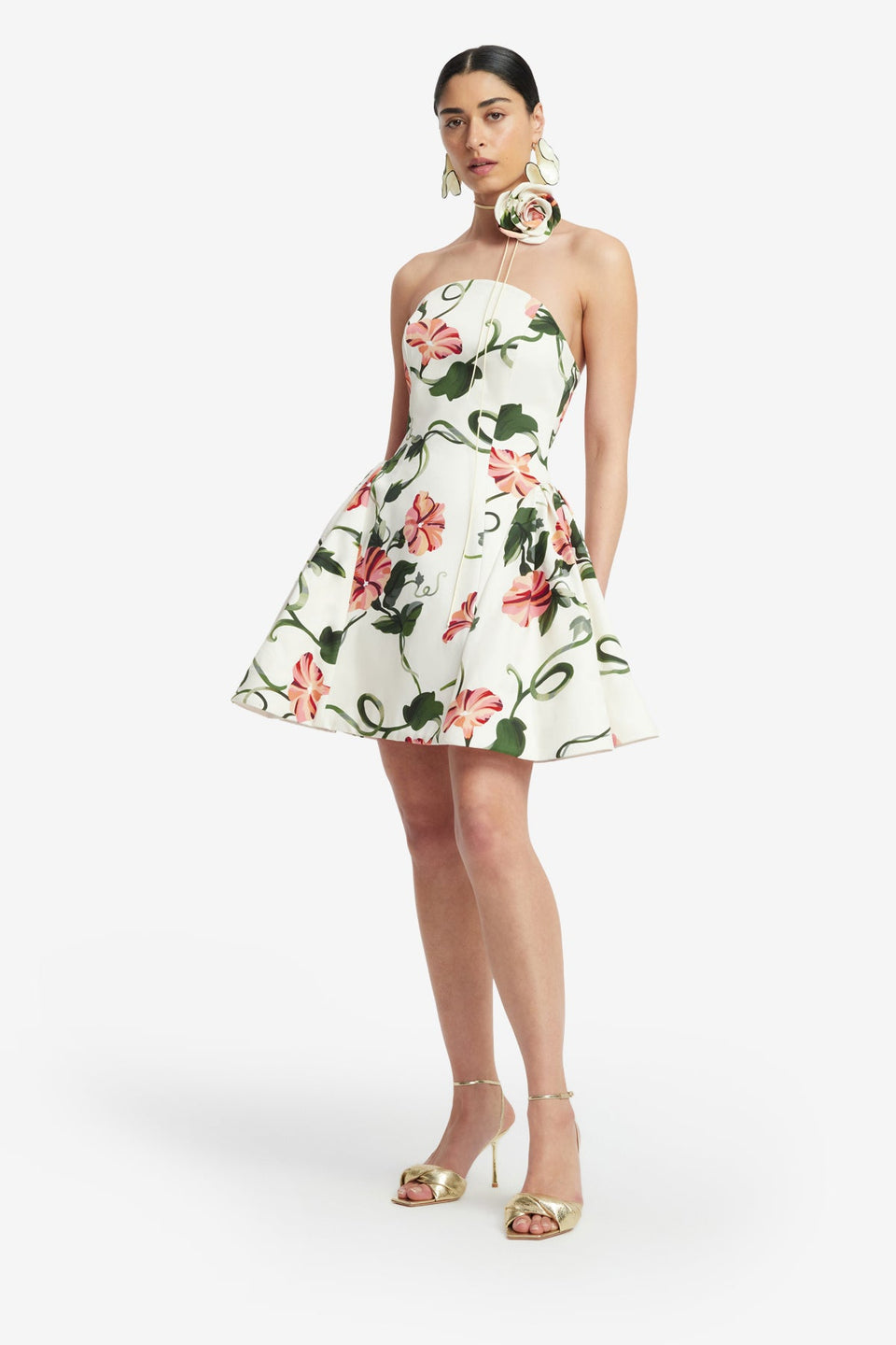 Exclusive LEO LIN Reese Bustier Mini Dress - Vine Print in Snow