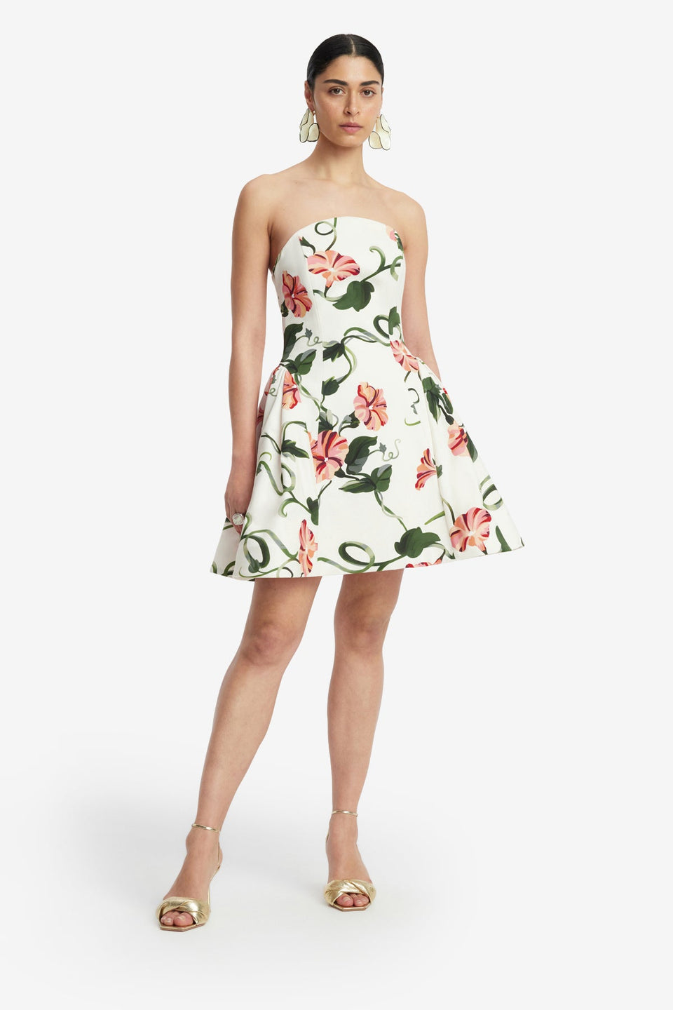 Exclusive LEO LIN Reese Bustier Mini Dress - Vine Print in Snow