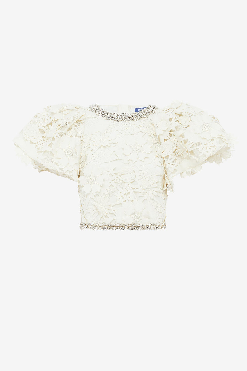 Exclusive LEO LIN Lucia Embellished Lace Top - Snow