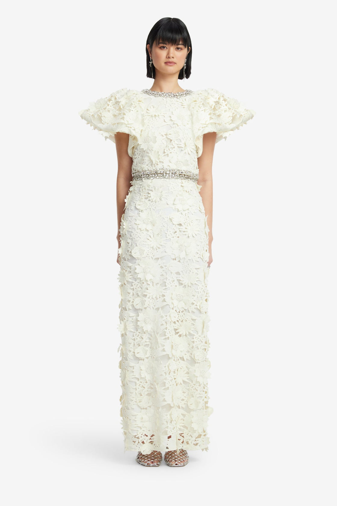 Kyra Embellished Lace Maxi Skirt - Snow Skirts