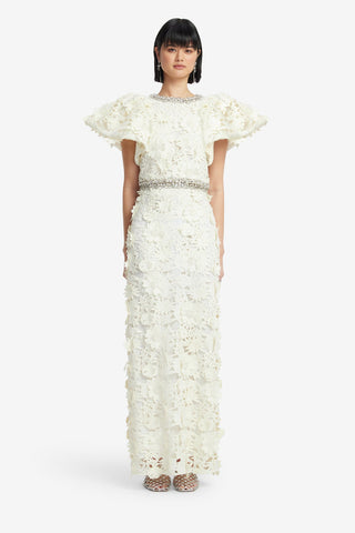 Kyra Embellished Lace Maxi Skirt - Snow Skirts
