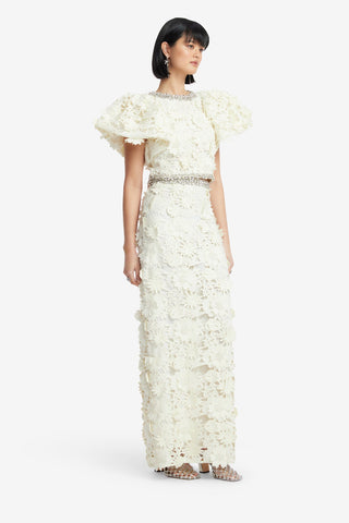 Kyra Embellished Lace Maxi Skirt - Snow Skirts