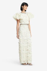Lucia Embellished Lace Top - Snow Tops