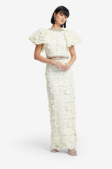 Lucia Embellished Lace Top - Snow Tops
