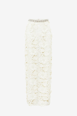 Kyra Embellished Lace Maxi Skirt - Snow Skirts