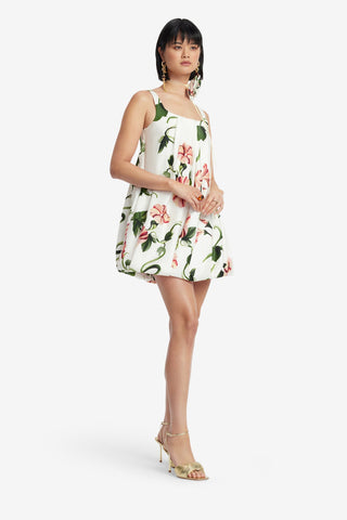 Exclusive LEO LIN Suki Puff Mini Dress - Vine Print in Snow