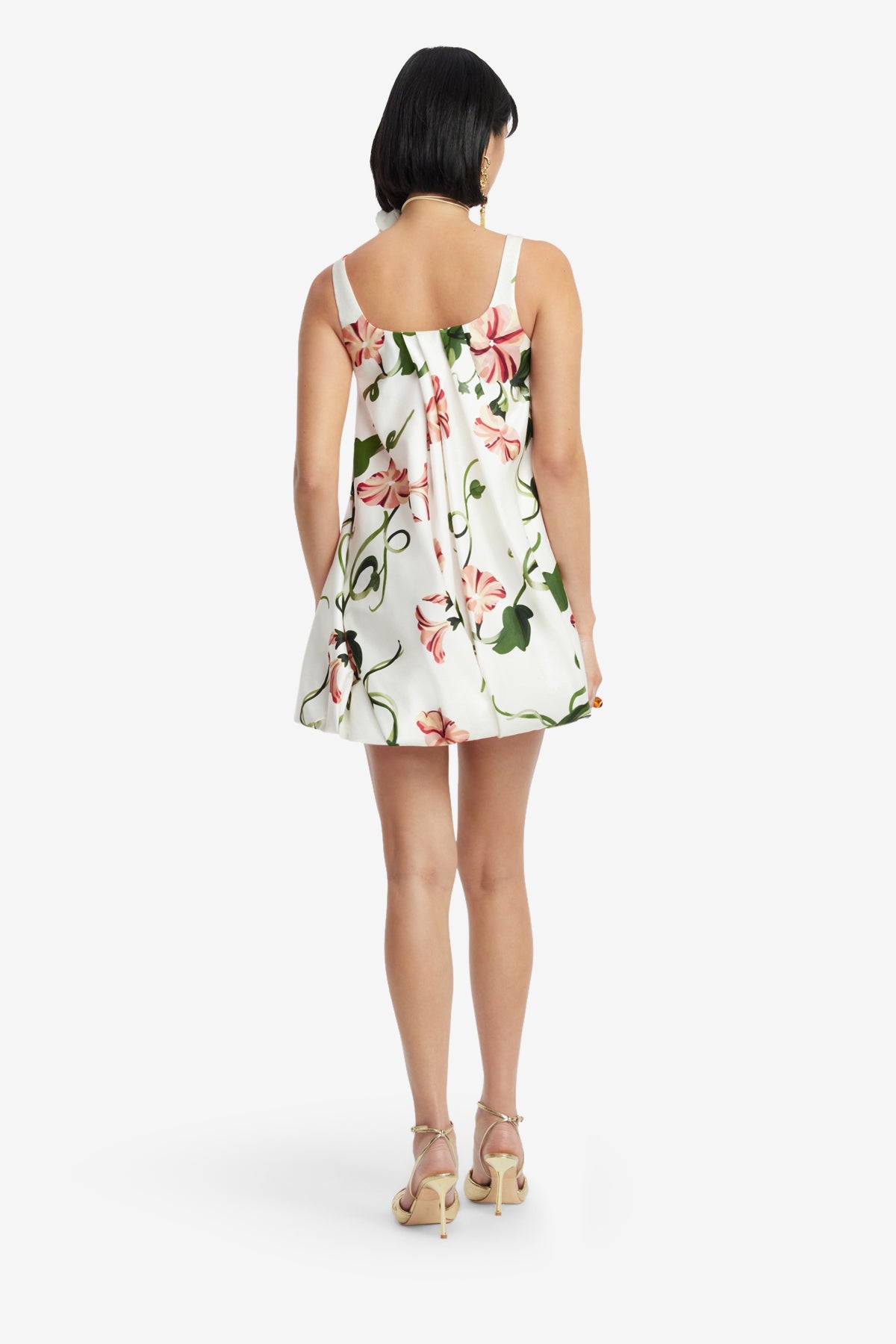 Suki Puff Mini Dress - Vine Print in Snow – LEO LIN