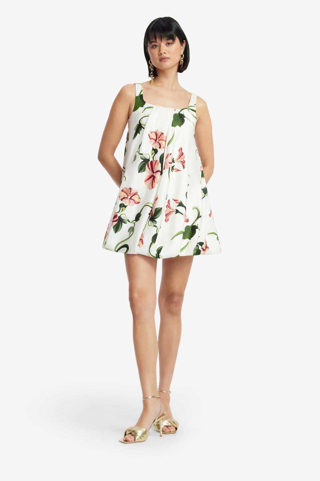 Exclusive LEO LIN Suki Puff Mini Dress - Vine Print in Snow