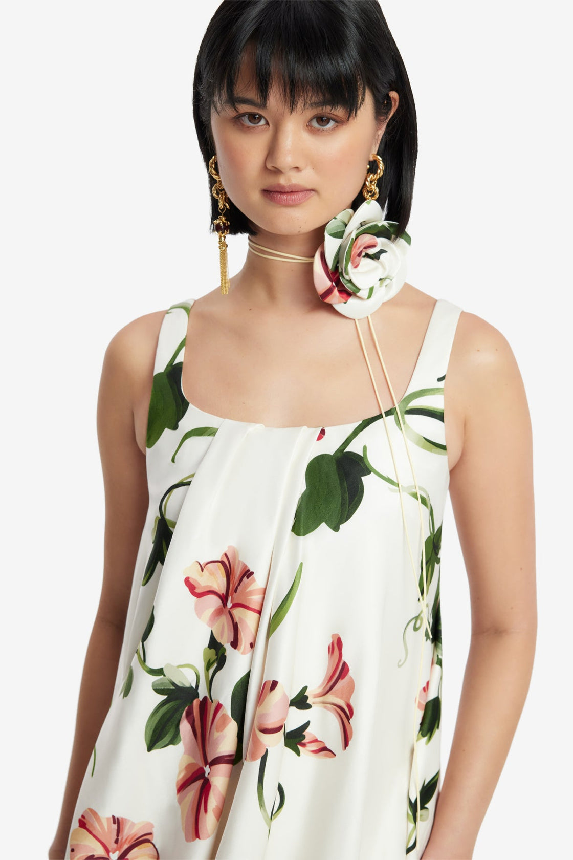 Exclusive LEO LIN Suki Puff Mini Dress - Vine Print in Snow