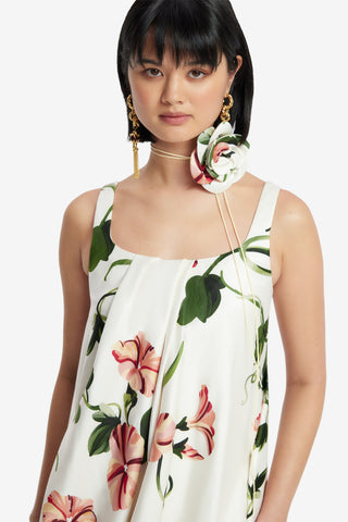 Exclusive LEO LIN Suki Puff Mini Dress - Vine Print in Snow